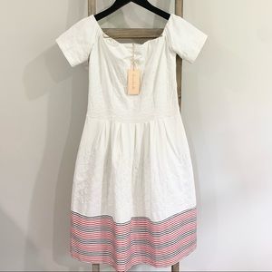 Anthropologie Hutch White Embroidered Short Sleeve Midi Dress Size XS NWT